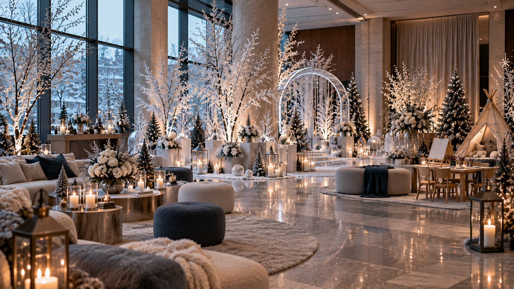 Winter Christmas corporate event scenography in Luxembourg